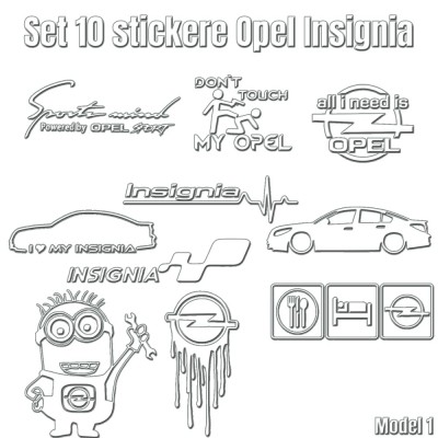 Set 10 Stickere Auto Opel Insignia , Logo si Design Performance, Vinil Premium Rezistent la Apa foto