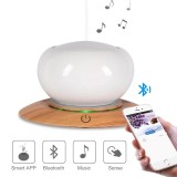 Difuzor aromaterapie smart cu ultrasunete ceramica bluetooth muzica lumina LED 7 culori V-Rising VR-WX50S 300 ml alb/lemn deschis