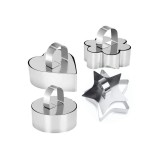 Cumpara ieftin Forme prajituri inima, stea, floare, rotund cu pasator, pentru patiserie, bucatarie si plating, inox, 528COF