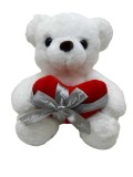 Ursulet de Plus Alb cu Inima Rosie - Just for You 30 CM