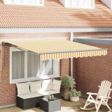 vidaXL Cortina Retractabilă Manual Galben și alb 300x250 cm țesătură