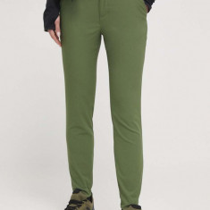 Columbia pantaloni Firwood Camp II femei, culoarea verde, mulată, medium waist 1885343