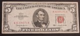Bancnota 5 Dolari America 1963, Seria A31334171A, Timbrul Roșu - Numismatică