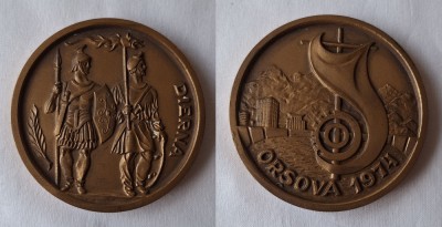 medalia ORSOVA &amp;amp; soldat ROMAN si DAC - medalie veche anul 1974 - placheta superba foto
