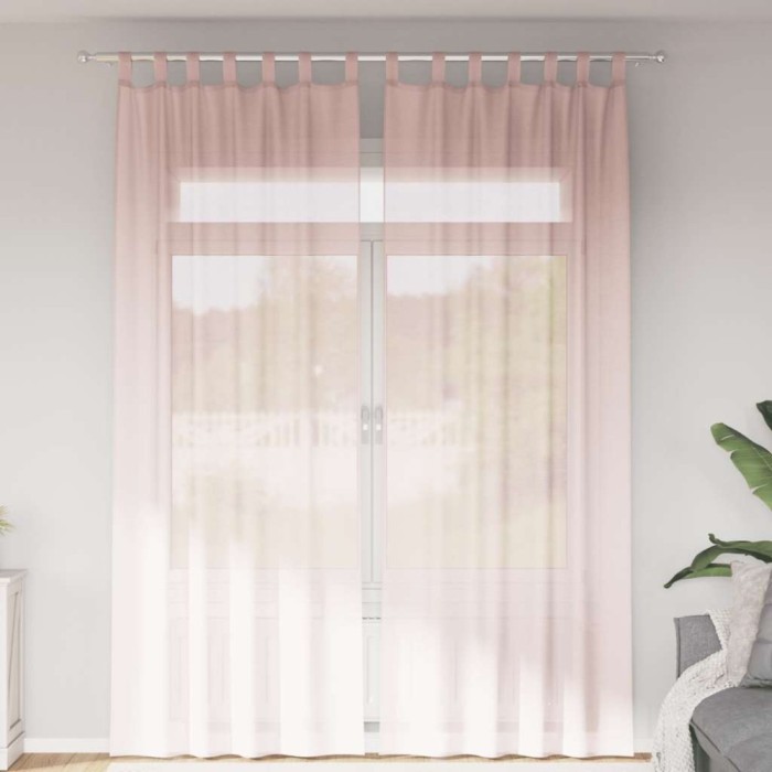 Perdele voal cu bucle 2 buc Roz deschis 140x260 cm