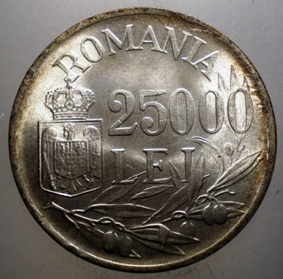 R.189 ROMANIA MIHAI I 25000 LEI 1946 XF/AUNC foto