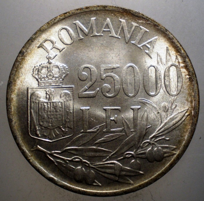 R.189 ROMANIA MIHAI I 25000 LEI 1946 XF/AUNC
