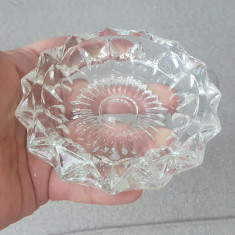 Scrumiera vintage din cristal, anii 80, diametru 12 cm