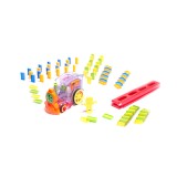 Set Trenulet Electric De Jucarie, Cu 80 De Piese Domino, cu lumini si sunete, transparent