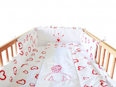 Aparatoare Laterala MyKids Cu Broderie Princess Inimi Rosu 120x60 foto