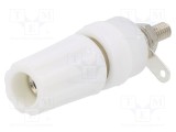 Conector banană 4mm soclu 15A 250VDC CLIFF alb nichelat 45mm