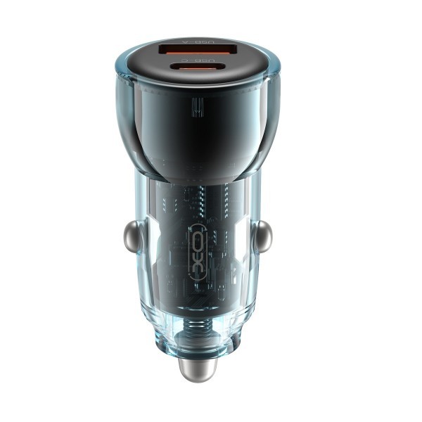 Incarcator Auto XO Design CC60, 60W, 3A, 1 x USB-A - 1 x USB-C, Albastru