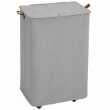 HOMCOM Coș de rufe cu capac și roți 50 L coș de rufe pliabil cu sac cu șnur detașabil 40x30x65 cm Gri | Aosom Romania