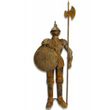 Armura mare antichizata de cavaler medieval cu lance si platosa RX318