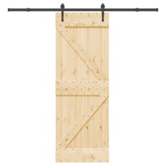 vidaXL Ușă glisantă cu set de feronerie 70x210 cm, lemn masiv de pin 3332646