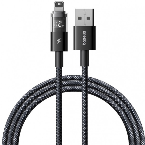 Cablu Date si Incarcare USB-A - Lightning Baseus Display 2, 18W, 2m, Negru P10382700121-01