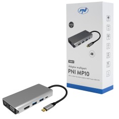 Aproape nou: Adaptor multiport PNI MP10 USB-C la HDMI, VGA, 3 x USB 3.0, SD/TF, RJ4 foto