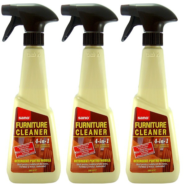 3 x Sano Furniture cleaner, Detergent pentru mobila 4in1, 3 x 500ml