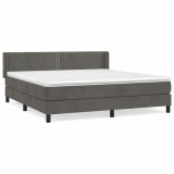 Cumpara ieftin Pat box spring cu saltea, gri inchis, 180x200 cm, catifea