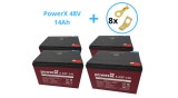 Pachet Baterie Bicicletă PowerX 48V 14Ah 6-DZF-14L / 6-DZM-14 VRLA M5 Terminal 151x99x98mm