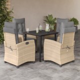 vidaXL Set mobilier pentru grădină, 5 piese, cu perne, bej, poliratan 3213024
