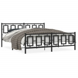 vidaXL Cadru pat metalic cu tăblie de cap/picioare, negru, 180x200 cm