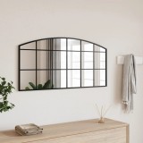 Oglinda perete vidaXL arcuită, 100x50 cm, neagră, cadru fier, design modern, decor minimalist, baie, dormitor, living