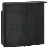 Masă Bar Grădină vidaXL, Poliratan Negru, 120x55x110cm, Cadru Oțel, Blat 2 Niveluri, Exterior/Interior
