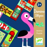 Djeco Domino animo puzzle cu dimensiuni 12 x 12 cm