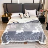 Cumpara ieftin Patura cocolino groasa cu blanita alba 200x230cm,doua fete,gri,reni - F128
