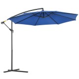 Outsunny Parasol deplasat octogonal inclinabil pliabil cu diametrul de 3 m, parasol de grădină cu suport &icirc;n formă de cruce, albastru | Aosom Romania