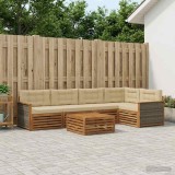 Cumpara ieftin Set de canapele de exterior 6 buc. 5-Locuri Natural si Bej
