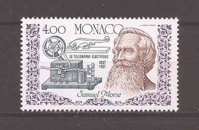 Monaco 1987 - 150 de ani de la inventarea telegrafului Morse, MNH foto