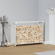 vidaXL Suport pentru lemne de foc alb 90x28x65 cm Oțel laminat la rece 864204
