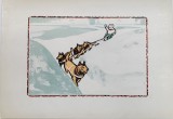 CAINI TRAGAND LA SANIE , PLANSA DIDACTICA , SERIA &#039;&#039; ANIMALELE DOMESTICE SI FOLOASELE LOR &#039;&#039; , ANII &#039;80