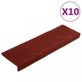 VidaXL Covorașe scări, 10 buc., roșu bordo, 65x21x4 cm, cusătură punch