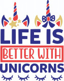 Cumpara ieftin Sticker decorativ, Life Is Better With Unicorns, Multicolor, 76 cm, 4849ST, Oem