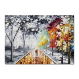 Tablou pictat manual living, dormitor, Impreuna pe aleea vietii, 70x50cm ulei pe panza in cutit efect 3D, Spectaculos