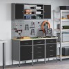 VidaXL Set banc de lucru, 7 piese, negru, oțel