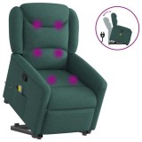 Cumpara ieftin Fotoliu rabatabil de masaj, cu ridicare, verde inchis, textil