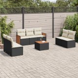 Cumpara ieftin Gossi set mobilier de gradina cu perne, 8 piese, negru, poliratan