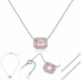 Cumpara ieftin Colier din argint 925 cu zirconiu roz morganit - Model Halo Art Deco