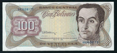 VENEZUELA █ bancnota █ 100 Bolivares █ 1992 █ P-66d █ UNC █ necirculata foto