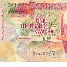 M1 - Bancnota foarte veche - Zambia - 1000 kwacha - 1992