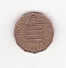 Marea Britanie 3 Pence 1962- Elizabeth II 1st portrait; without &#039;BRITT:OMN&#039;