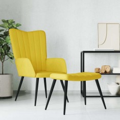 vidaXL Scaun relaxare cu taburet, galben muștar, catifea 327695