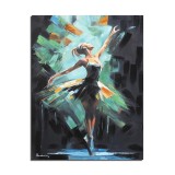 Tablou modern living pictat manual, Balerina, 90x70cm ulei pe panza in cutit efect 3D, gata de expus pe perete