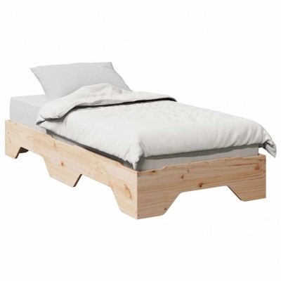 vidaXL Cadru de pat fără saltea stivuită 90x190 cm din lemn masiv 859208 foto