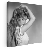 Tablou Brigitte Bardot, actrita, alb, negru 1516 Tablou canvas pe panza CU RAMA 100x100 cm