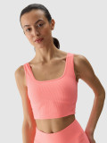 Crop top din tricot striat pentru femei - culoarea coral, 4F Sportswear
